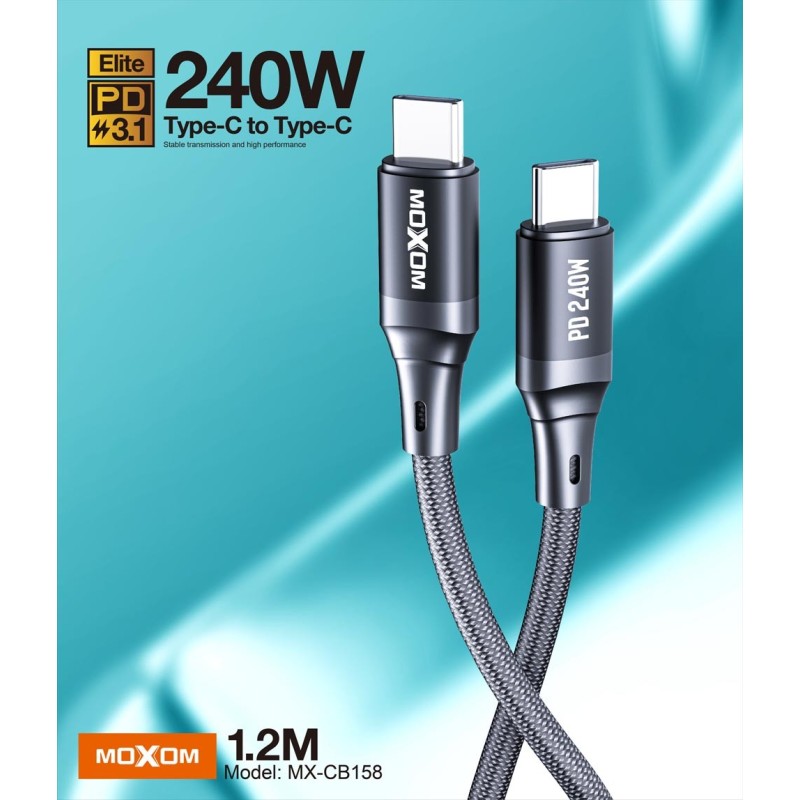 Cable Dato Tipo C a Tipo C 240W 1,2m MX-CB158